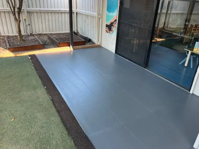 New tiled verandah outside the playroom doors