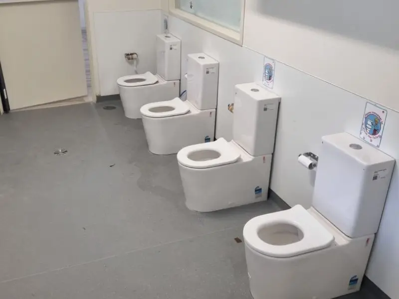 New child-height toilets in the rebuilt amenities