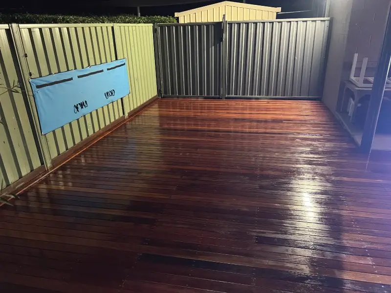 Completed deck beside the Colorbond fence