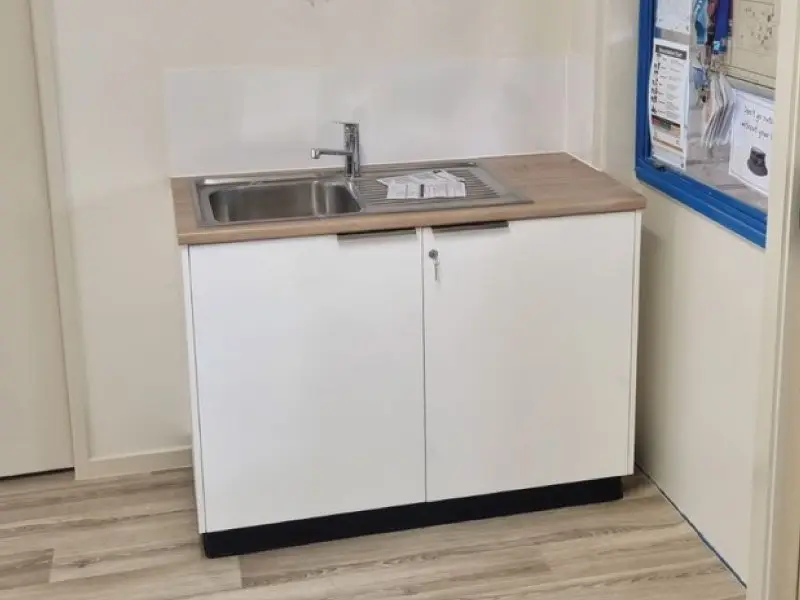 New staff kitchenette cabinet with sink